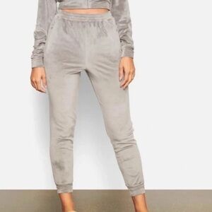 SKIMS Velour Gray Jogger Track Pants Loungewear Velvet Cozy- Size Medium